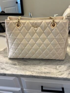 kate spade Quilted Cream Leather Chain-Handle Shoulder Bag